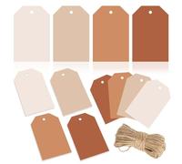 Muuoeou Lot de 120 étiquettes cadeaux en terre cuite, 4 dégradés, couleur unie, avec corde, grandes étiquettes en papier,