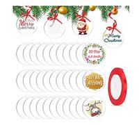 Muuoeou Lot de 30 porte-clés en acrylique avec trou en acrylique 0,080 1/12 pour ruban rouge acrylique pour Noël