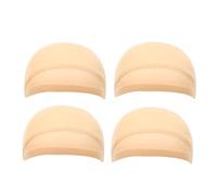 Muuoeou Lot de 4 bonnets de perruque HD transparents en nylon, polyvalents, pratiques, durables, beiges