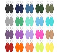 Muuoeou Lot de 40 porte-clés d'hôtel avec porte-clés - 20 couleurs - En plastique - Motif losange - Pour porte-clés faits maison et étiquettes de bagage - Facile à utiliser