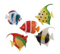 Muuoeou Lot de 5 poissons décoratifs décoratifs multicolores en plastique pour aquarium