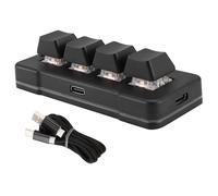 Muuoeou MK424U Mini Clavier Personnalisé à 4 Touches avec Interrupteur Mécanique Bleu Connexion USB pour de Bureau Multimédia Noir