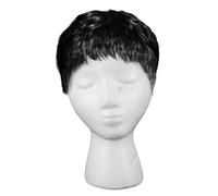 Muuoeou Perruque courte pour femme - Cheveux humains courts - Avec perruques pour femmes et filles - Installation facile (noir)