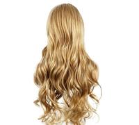 Muuoeou Perruque Ondulée Longue pour Femmes, Cheveux Synthétiques Blonds Moyen Ondulés, 28 Pouces, Facile à Utiliser et