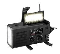 Muuoeou Solar Power Emergency AM/FM Radio GéNéRateur à Manivelle ExtéRieur 4000MAh Power Bank avec Lampe de Poche Chargeur de TéLéPhone-Noir