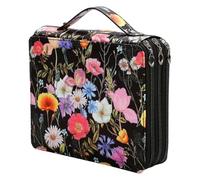 Muuoeou Trousse à crayons de couleur avec fermeture éclair, capacité d'organisation de crayons en polyester, porte-stylo pour étudiants ou artistes, , facile à utiliser B, Petite fleur noire