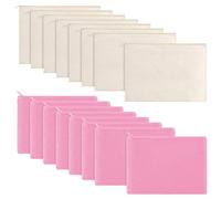 Muuoeou Trousse de maquillage multi-usages avec fermeture éclair - Toile - Trousse de toilette - Trousse à crayons - Trousse de bricolage, rose et beige