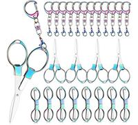 Muuookka 12 Ciseaux Pliants en Acier Inoxydable avec 12 Porte-Clés, Mini-Badge Portable, Ciseaux de Sécurité pour Infirmière, Bureau, Artisanat A