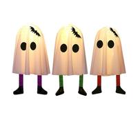 Muuookka 3 Pièces Fantômes d'halloween à Suspendre avec des Bas Rayés en Forme Chauve-Souris, des Ornements Fantômes, des Lumières Chapeau Sorcière Fantôme Effrayantes et Lumineuses