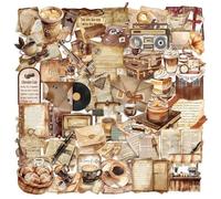 Muuookka 50 PCS Autocollants Rétro de Café pour le Scrapbooking, Décals Esthétiques Transparents en PET Imperméable.