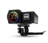 Muuookka Affichage de la Fonction de Charge de Téléphone Mobile à Double USB, Chargeur de Moto avec Indicateur Numérique de Tension et de Température, Alimentation Électrique de Voiture 5V3a.