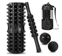 Muuookka Bâton de Fitness, Rouleau de Massage, Balle de Massage pour Muscles Profonds, Ensemble de Massage en Mousse de Yoga 5 en 1, Exercice de Corps Pilates en Salle de Sport.