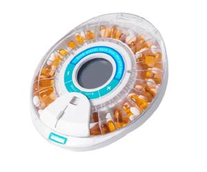 Muuookka Boîte à Pilules Verrouillés Électroniques Activés en Alarme, Distributeur Automatique avec Rappels Sonores et Légers pour les Personnes Âgées