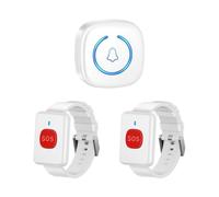 Muuookka Bouton D'Appel D'Urgence pour Enfants et Patients Âgés, Bouton de Montre Sans, Système de Pager SOS, Système de Pager D'Urgence, Prise EU, Blanc.