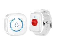 Muuookka Bouton de Surveillance Sans D'Urgence SOS Bouton D'Appel Paramédical pour les Enfants Système D'Appel de Patient Âgé-UE White