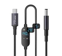 Muuookka Câble d'alimentation Type C USB-C D'Entrée vers Jack DC 140W, USB-C vers Sortie DC 20V 15V 12V 9V 5V 5.5x2.5mm avec Affichage LED Intelligent.