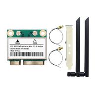 Muuookka Carte Réseau WiFi 6 RTL8852BE avec Antennes 8DBI, Adaptateur BT 5.2 Mini PCI-E Double Bande 2,4 GHz/5 GHz AX1800 pour 10/11