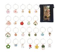 Muuookka Charms de Verre à Vin Été Plage 24pcs Étiquettes Identificatrices Amusantes pour Verres à Pied pour Fêtes