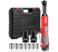 Muuookka Clé à Cliquet Sans 18 V 3/8 Po, Ensemble de Clés Électriques, Puissance de 45 Pi-Lb, 800 Tr/Min, 2 Batteries Lithium-Ion 2 Ah, Cordon D'Alimentation Rallongé, Prise UE. EU Plug