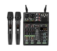 Muuookka Console de Mixage Audio 4 Canaux avec Microphone sans, USB, Bluetooth, Réverbération, Microphone pour DJ, PC, Enregistrement
