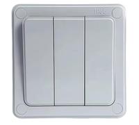 Muuookka Interrupteur Étanche Extérieur à Bouton Poussoir 16A, Résistant à la Poussière pour Maison et Jardin, 3 Gangs.