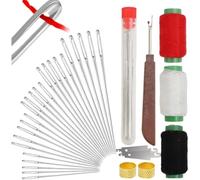Muuookka Kit D'Aiguilles à Coudre et à Matelasser Faites à la Main - Ensemble D'Aiguilles à Gros Chas en Acier (34 Pièces) - Ensemble D'Outils de Couture pour Projets de Bricolage