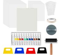 Muuookka Kit de Plaques D'Impression au Gel 12'' X 14'', Brayer, Papier de Gravure, Peinture Acrylique, Grattoir pour Techniques Mixtes et Fabrication de Cartes