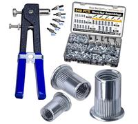 Muuookka Kit D'Outils pour Écrous à Riveter (540 Pièces) M8/M6/M5//M3 - Kit D'Outils pour Riveter des Écrous pour Projets de Meubles, Décoration, Automobile, Navires.