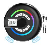 Muuookka Lecteur CD Portable avec Écran LCD, Rétroéclairage RGB, Haut-Parleur, Bluetooth et Émetteur FM Inclus. Compatible AUX/USB.