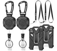 Muuookka Lot de 2 Porte-Cartes D'Identité Rétractables, Porte-Clés Extensibles Robustes, 2 Cordons Amovibles et 2 Pochettes D'Identification