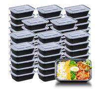 Muuookka Lot de 60 Boîtes à Bento Jetables, Compatibles Micro-Ondes et Congélateur, avec Couvercles. Contenants Alimentaires en Plastique pour la Préparation et la Conservation des Aliments à Emporter