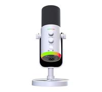 Muuookka Microphone Dynamique RVB Gaming Mic USB/XLR avec Réduction du Bruit, Muet, Prise Casque pour Le Podcast de Streaming de Joueur White