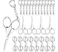 Muuookka Mini Ciseaux de Sécurité Portables, Ciseaux Pliants en Acier Inoxydable, 12 Pièces avec 12 Porte-Clés et Badges pour Infirmière, Bureau, Artisanat B