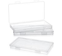 Muuookka Mini Plastic Clead Rangement Conteners Box 3Pack Small Rectangle Rid Organizer Base avec Couvercle à Charnière pour Collecter des Perles
