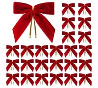 Muuookka Ornements de Noël en Nœud Papillon 24PCS Bows Rouges Décorations Suspendues de Noël