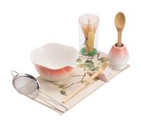 Muuookka Outils de Préparation du Thé Ensemble de Thé Japonais Matcha 8 Pièces Ensemble de Bâtons à Thé Bol Lotus Fouet Cuillère Brosse