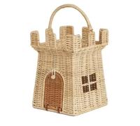 Muuookka Panier en Osier Tissé pour Pique-Nique en Plein Air, Panier Château Mignon Fait Main, Panier de Rangement en Paille, Sac pour d'enfants, Organisateur de BRIC-À-BRAC.
