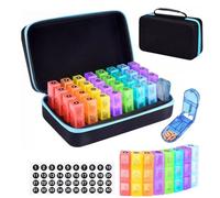 Muuookka Pilulier Mensuel 3 Prises par Jour, 31 Jours, Matin et Soir, avec Pilulier Hebdomadaire, 32 Grands Compartiments Quotidiens