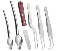 Muuookka Pinces de Cuisine 6 Pièces en Acier Inoxydable, Pincettes de Chef, Spatule pour Le Stylisme Alimentaire, Cuillères, Culinaire.