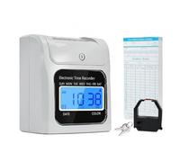 Muuookka Pointeuse à Alignement Automatique pour les Systèmes de Pointage des Employés des Petites Entreprises, Incluant 50 Cartes de Pointage (Prise Européenne).