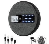 Muuookka Portées de CD Portables pour avec Deux Haut-Parleurs et Anti-Saut, CD, Double Bluetooth, Transmission FM, USB, AUX
