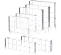 Muuookka Pour le Scrapbooking, la Création de Cartes - Ensemble de 7 Blocs de Tampon en Acrylique, Petits Outils de Tamponnage Transparents avec des Lignes de Grille de Tailles Variées.
