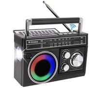 Muuookka Radio Player Solar Retro Outdoor Emergency Multifonction Bluetooth FM AM Disaster Prevention Radio avec Éclairage
