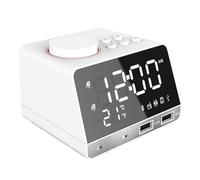 Muuookka Réveil Numérique LED avec Haut-Parleur et 2 Ports USB, Radio Bluetooth 4.2, Fonction Lumière LED, Horloge de Table Décorative pour, Prise UE