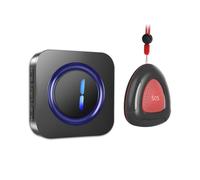 Muuookka Système de Téléavertisseur Sans Compatible avec les Prises Européennes, Étanche IP55, avec Bouton SOS pour la Surveillance des Personnes Âgées et L'Alerte Infirmière (Noir).