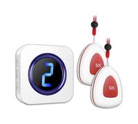 Muuookka Système de Téléavertisseur Sans pour Soignants, Système D'Alerte Infirmière avec Bouton D'Appel SOS Étanche IP55 pour Domicile/Personnes Âgées/Patients - Prise UE