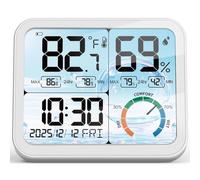 Muuookka Thermomètre-Hygromètre D'Intérieur à Grand Écran LCD de 5,8 Pouces avec Indicateur de Confort, Horloge et Calendrier, Mural ou sur Table