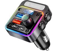 Muuookka Transmetteur FM sans Bluetooth 5.3 avec Adaptateur de Voiture 54W, 4 Ports de Charge et Lecteur de Basses, Appel Mains
