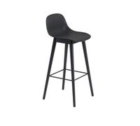 Muuto Bar Fibre Tabouret m.Wood de Base et Le Dossier Noir/ Noir H97.5 cm