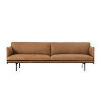 Muuto Canapé Outline 3 places cuir Cognac-pieds noirs